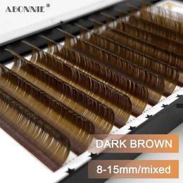 False Eyelashes Abonnie Dark Brown Eyelash Extension Mix 815mm Mink Individual Lashes High Quality Colour Natural Korean Eyelashs 230821