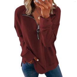 Women's Hoodies Causal 1/4 Zip Pullover Long Sleeve Collar Sweatshirts Solid Activewear Running Jacket Sweatshirt Spring Simple Sweater