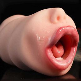 Massager Tongue Deep Throat Male Masturbation Fellatio Adult Realistic Vagina Ass Masturbator Pocketfor for Men