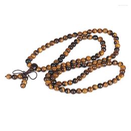 Pendant Necklaces Handmade 108 Piece Onyx Turquoises Brown Tiger Eye Lava Energy 8mm Stone Bead Knots Chain Long Necklace Prayer Belief