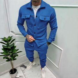 Men's Tracksuits Casual Solid Suede Jackets Tops & Long Pants Sets 2023 Sleeve Fall Male Set Clothing Fashion Sweatpants Tracksuit