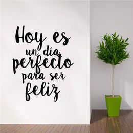 Wall Stickers Carved Spanish Phrase Vinyl Waterproof Home Decoration Living Room kids Background house Decal 230822