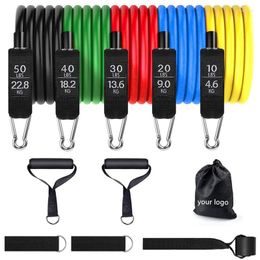 Resistance Bands 100/150LBS 11Pcs Set TPE Latex Rubber Band Pull Rope Fitness Training Home Gym Exercise For Basketball Football Power