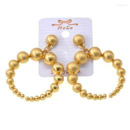 Dangle Earrings Elegant Gold Colour Ball Drop Metal Big Round Simulated Pearl Circle Beads Smooth Face Statement Jewellery