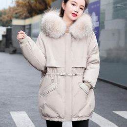 Women's Trench Coats 2023 Autumn Winter Women Fashion Cotton Coat Hooded Wool Collar Bat Sleeve Clothes Casual Loose Thicken Warm Parkas