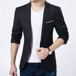 Men's Suits & Blazers Suit Coat Fashion Casual Slim Fit Solid Formal One Button Jacket Male Blazer Plus Size285K