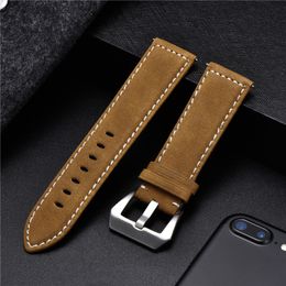 Watch Bands Style Vintage Leather Watchband 18mm 20mm 22mm 24mm Frosted Handmade Thick Line Strap Accessories Band 7 Colours 230821