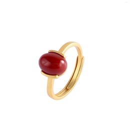 Cluster Rings JZ150 ZFSILVER Silver S925 Fashion Trendy Gold South Red Agate Turquoise Simple Oval For Women Wedding Party Jewelry Girls