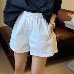 Women's Pants White Shorts Summer Thin Large Three Quarter Elastic Waist Loose Fit Small Figure A-line Slim Casual Wide Leg