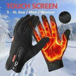 Five Fingers Gloves Winter Thermal Gloves Touchscreen Windproof Cycling Cold Glove For Men Women Warm Non-Slip Outdoor Driving Zipper Sport Gloves 230822