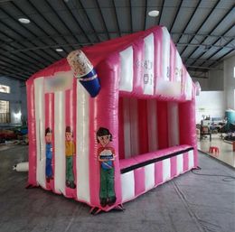 6m Lx5mWx4mH Pink white inflatable concession tent Customized outdoor events Air blown candy floss booth carnival ice cream house for promotion and advertising