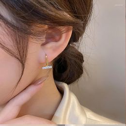 Hoop Earrings Minimalist Girls Small White Zircon U Shaped Tiny For Women Gold Colour Simple Female Ear Buckle Jewellery Gift