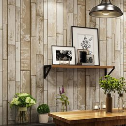 Wallpapers Retro Wood Grain Peel And Stick Wallpaper 3D Waterproof Plank Wall Stickers Roll DIY Decor For Restaurant Sitting Room