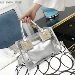 Totes 2021 Summer New Clear Women's Bag Transparent Two-piece Jelly Purses Fashion Single Shoulder Messenger Bag Luxury Brand Handbags HKD230822