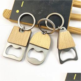 Openers Portable Small Bottle Opener With Wood Handle Wine Beer Soda Glass Cap Key Chain For Home Kitchen Bar Lx4078 Drop Delivery Gar Dh47H