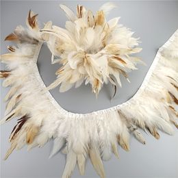 Other Hand Tools Wholesale Natural Rooster Feather Trims 10-15cm Feathers Fringe Ribbon for Needlework and Handicraft DIY Pluma Dress Accessories 230821