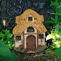 Decorative Objects Figurines Miniature Mini Wooden Door Fairy Gnome Microscopic Statue Home Yard Art Tree Sculpture Ornament Outdoor Garden Decor Flat 230822