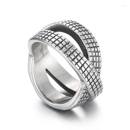Cluster Rings Fashion Personality Cross Ring For Men Titanium Steel Striped Band Vintage Jewelry Gift