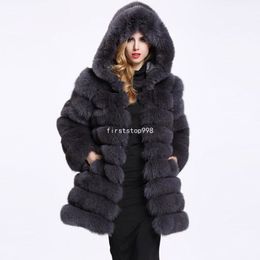 Faux Fur Coat 2023 Winter New Women Long Fur Coat Hooded Female Thick Warm Fluffy Faux Fur Jacket Pink Artificial Fur Overwear