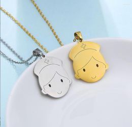 Charms 1PC Stainless Steel Necklaces Anime Cartoon Line Design Pendant Chain Choker Statement Necklace For Women F1524