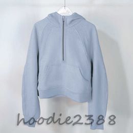 Half Zip Hoodie Womens Yoga Suit lulu Designer Hooded Sweatshirt Ladies Gym Sportswear Outdoor Sports Long-sleeved with Fleece