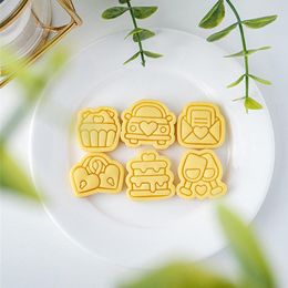 Baking Moulds Cartoon Cookie Mould Wedding Theme Biscuit Moulds Embossed Seal Dessert Decor Tool Plastic Supplies Kitchen Bakeware