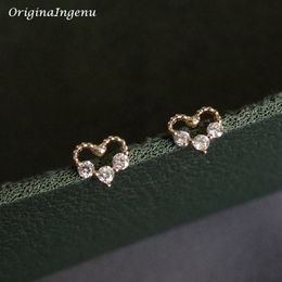 Ear Cuff Solid 9K Gold Dainty Heart Stud Earrings 9k Women Jewellery Minimalist Elegant Wedding Tarnish Resistan Fine 230822