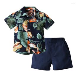 Clothing Sets Children Wear Suit Summer Party Beach Print Holiday Short Sleeved Shirt Kids Boy Clothes Set Infant Top And Pants 0-8Y