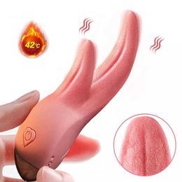 Double Tongue Licking Vibrator for Women g Spot Clitoris Vagina Anal Female Masturbation Nipple Stimulation Seks Adults