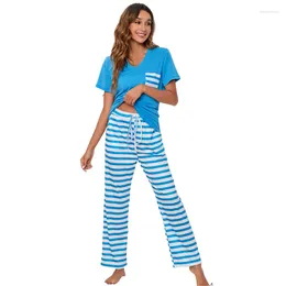 Women's Sleepwear 2023 Pyjamas Set Casual Loose Short Sleeve Tops Long Pants 2 Pieces Suit Home Clothes Pyjamas Femme Nightwear