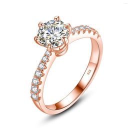 Cluster Rings Real Sterling Silver 1CT Certified Moissanite Engagement Lab Diamond Ring For Women Wedding Promise Luxury Jewellery