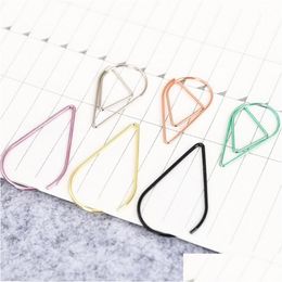 Filing Supplies Wholesale 10Pcs Modeling Paper Clips Metal Water Drop Shape Bookmark Memo Marking Clip Office School Stationery 1.5X Otllr