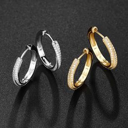 Ear Cuff 0 51cttw D Color 1mm Full Hoop Earring For Women Gift S925 Sterling Silver Stud Plate 18K White Gold Fine Jewelry 230822