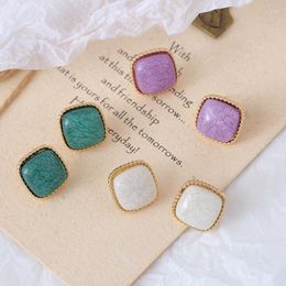 Stud Earrings LOVOACC Green White Purple Color Crack Crystal For Women Vintage Gold Alloy Square Geometric Gifts