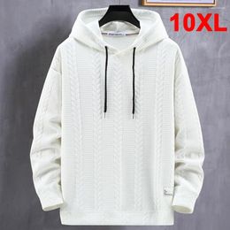 Men's Hoodies Mens Plus Size 10XL Solid Color Hoodie Spring Autumn Hooded Sweatshirt Male Big Pullover Black White