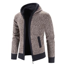 Men's Sweaters Sidiou Group Wholesale Autumn Winter Zipper Cardigan Fashion Long Sleeves Casual Solid Hooded Sweater 230822