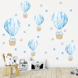 Wall Stickers Childrens Room Elephant Sleeping on Air Balloon Decals Baby Boy Decor Bedroom Wallpaper 230822