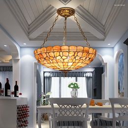 Pendant Lamps 20INCH Tiffany Europe Shell Light European Mediterranean Style Dining Room Bedroom Bar Hanging Lighting