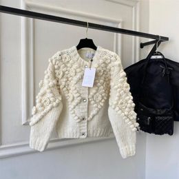 23sS top female designer sweater three-dimensional hand crochet cardigan top-grade sweater the quality ladies' coat in241V