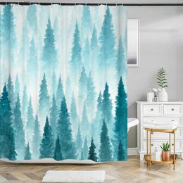 Shower Curtains Forest Shower Curtain Watercolor Print Modern Nordic Minimalist Home Decoration Bathroom Curtain with R230822