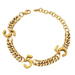 Charm Bracelets Hiphop Lucky Angel Number Cuban Chain Bracelet Exaggerate Gold Plated 111 To 888 Steel Party Gifts Jewellery 230821