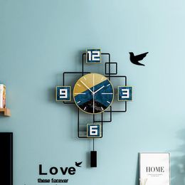 Wall Clocks Luxury Quartz 3d Decor Living Room Modern Kitchen Clock Nordic Metal Mechanical Wandklok Interior House Deco