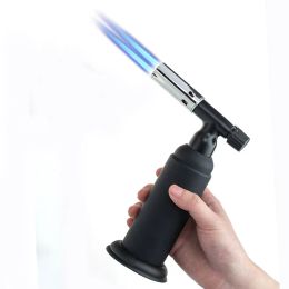 Large Size Dual 1300C Kitchen Lighters Jet Flame Torch Refillable Butane Torch Welding Straight Windproof Lighter Flamethrower Outdoor BBQLL