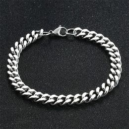 Charm Bracelets Mens Bracelet Stainless Steel Curb Cuban Chain for Fashion Color Women Jewelry Gift 230821