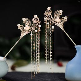 Hair Clips Fringe Stick Chinese Hanfu Accessories For Women Pearl Tassel Golden Hairpin Chopstick Vintage Clasp Jewelry Gift