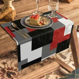 Table Napkin 1PCS Set Mats Red Black Geometric AbstraNatural Printed Kitchen Accessories Home Party Decorative Placemats