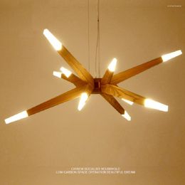 Pendant Lamps LED Lamp Nordic Creative Wood Light Hanging Art Living Room Dining Lights Kitchen Loft