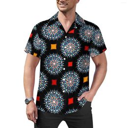 Men's Casual Shirts Abstract Mandala Colorful Floral Print Beach Shirt Summer Stylish Blouses Male Printed 3XL 4XL