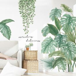 Wall Stickers Tropical Monstera Leaf Plants Art Sticker Nordic Decals Vinyls for Living Room Bedroom Kitchen Home Decor 230822