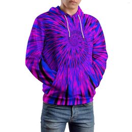 Men's Hoodies Tie Dye Casual Long-Sleeve Purple And Blue Pretty Hoodie Winter Street Style Graphic Oversized Clothing